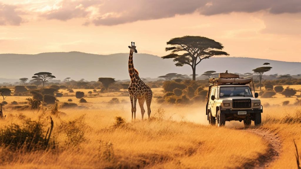 Photo d'un Safari avec une belle Girafe